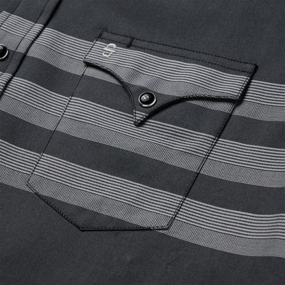 Men Modern Cut Stetson Border Stripe Twill Western Shirt Black