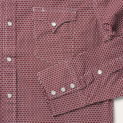 Men Modern Cut Stetson Broken Diamond Print Western Shirt Red