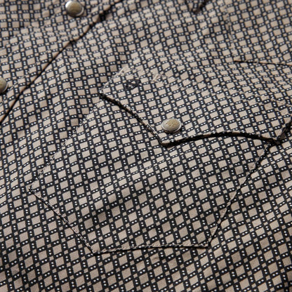 Men Modern Cut Stetson Brown Diamond Print Western Shirt Brown