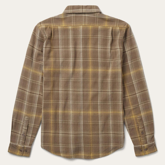 Men Modern Cut Stetson Brown Flannel Button-Front Shirt Brown
