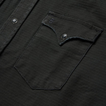 Men Modern Cut Stetson Charcoal Corded Denim Shirt Grey