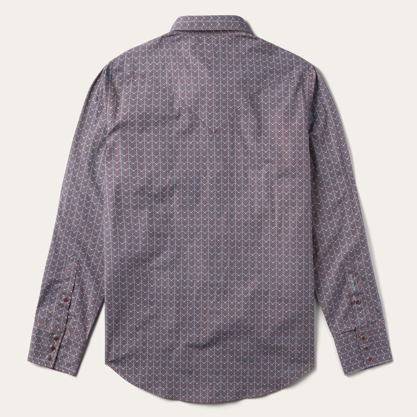 Men Modern Cut Stetson Chevron Grid Shirt Brown