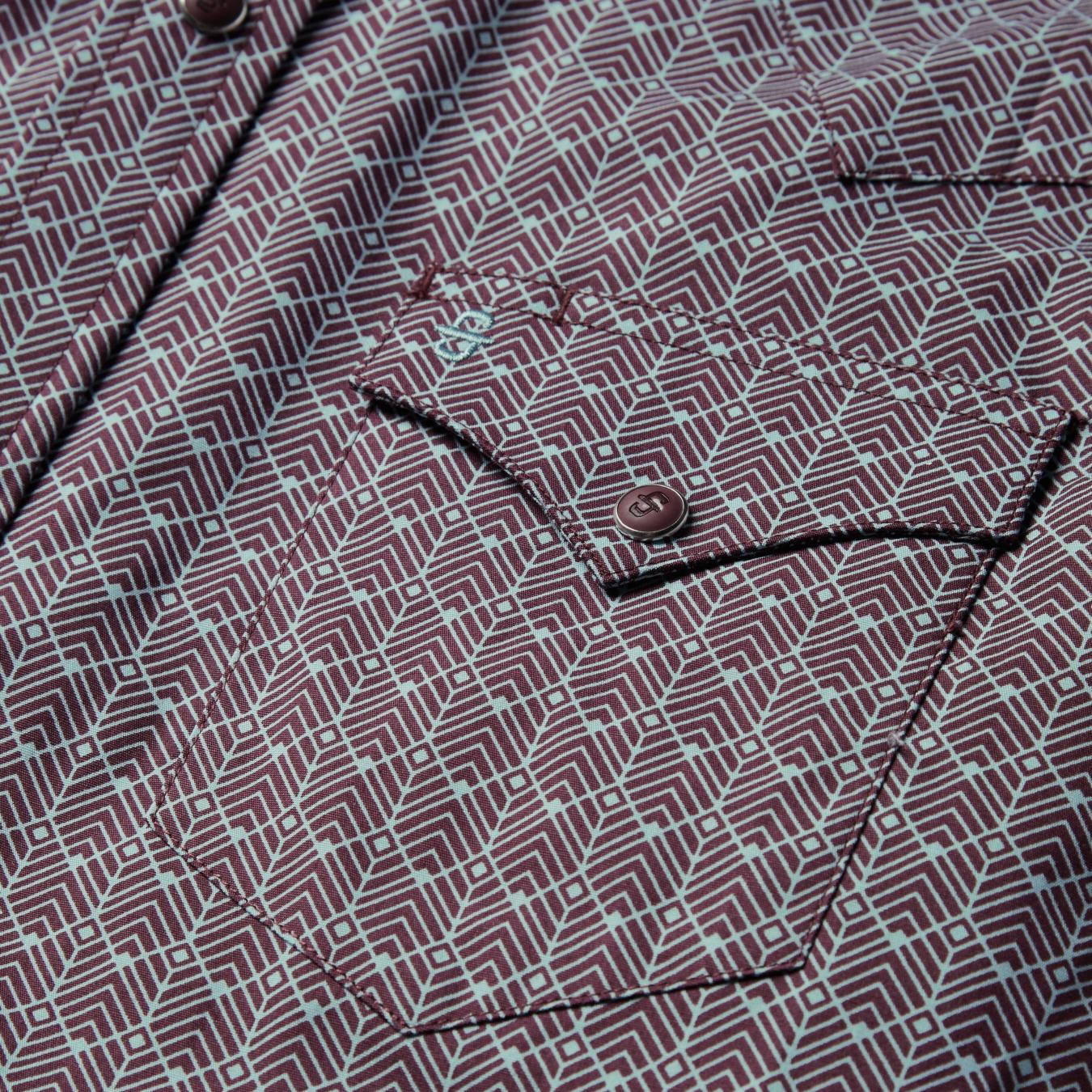 Men Modern Cut Stetson Chevron Grid Shirt Brown