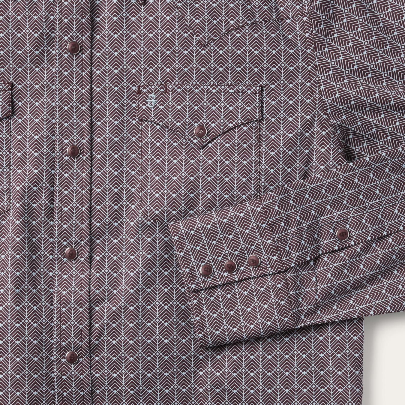Men Modern Cut Stetson Chevron Grid Shirt Brown