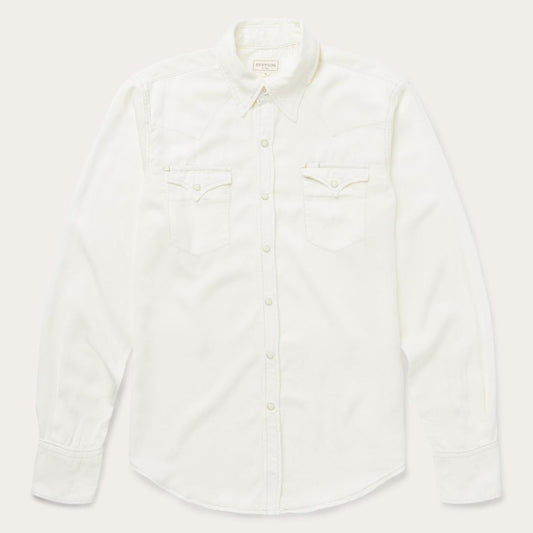 Men Modern Cut Stetson Cream Twill Shirt White