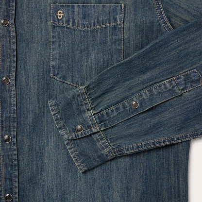 Men Modern Cut Stetson Dark Denim Western Shirt Blue