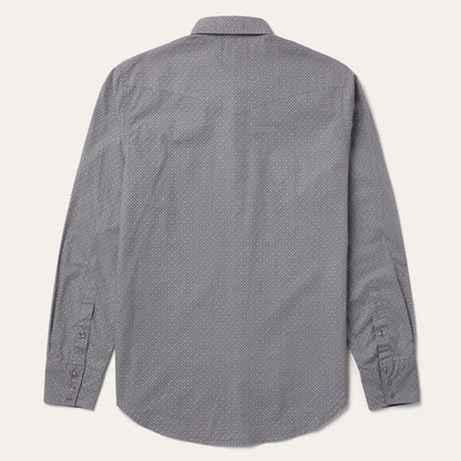 Men Modern Cut Stetson Diamond Print Western Shirt Grey
