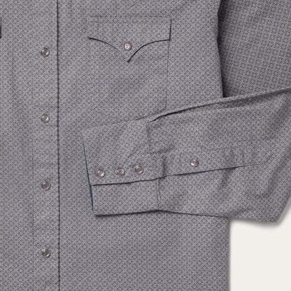 Men Modern Cut Stetson Diamond Print Western Shirt Grey
