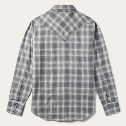 Men Modern Cut Stetson Dobby Twill Plaid Shirt Brown