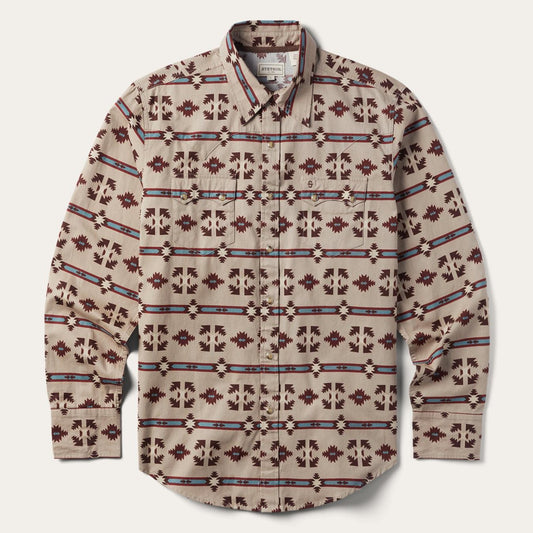Men Modern Cut Stetson Gaucho Stripe Shirt Brown