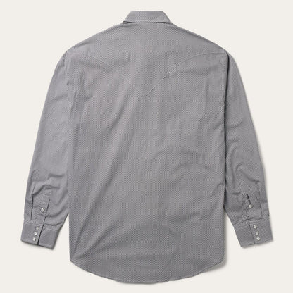 Men Modern Cut Stetson Grey Geo Print Western Shirt Grey
