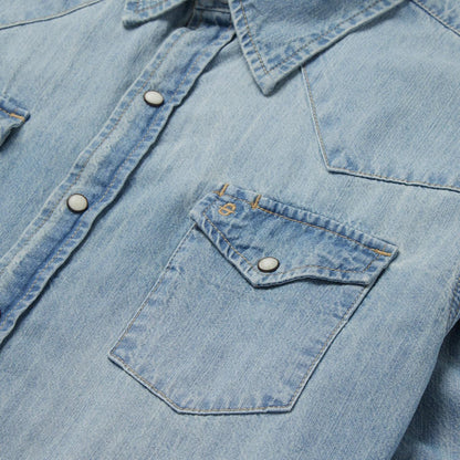 Men Modern Cut Stetson Long-Sleeved Denim Shirt Blue