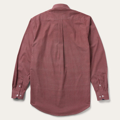 Men Modern Cut Stetson Micro Print Button-Front Shirt Red