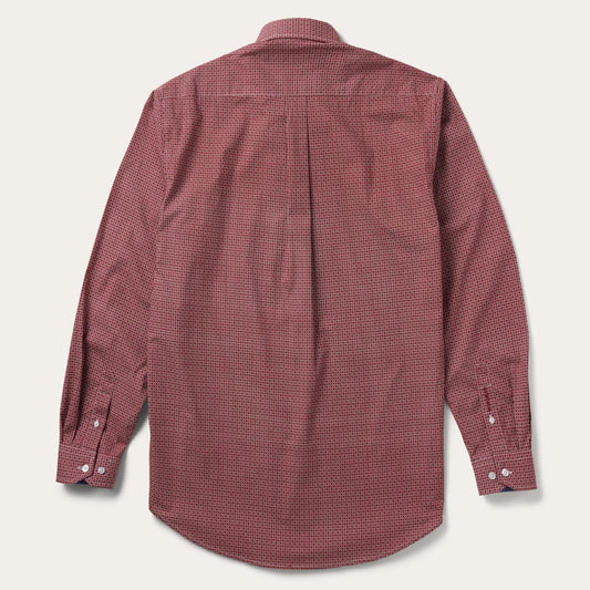 Men Modern Cut Stetson Micro Print Button-Front Shirt Red