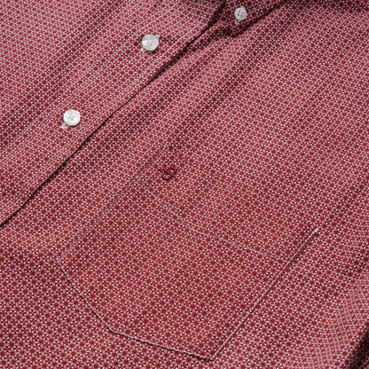 Men Modern Cut Stetson Micro Print Button-Front Shirt Red