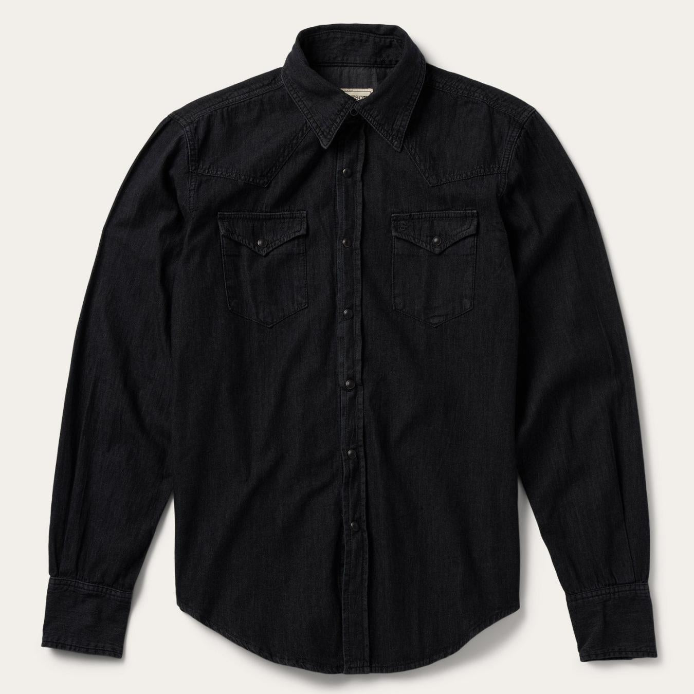 Men Modern Cut Stetson Modern Denim Western Shirt Black