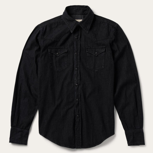 Men Modern Cut Stetson Modern Denim Western Shirt Black