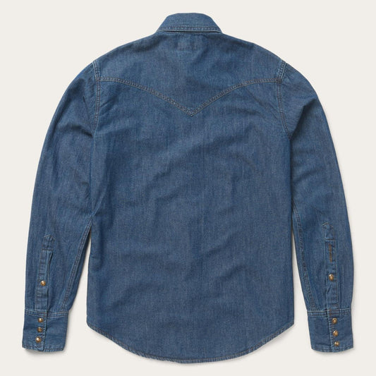 Men Modern Cut Stetson Modern Denim Western Shirt Blue