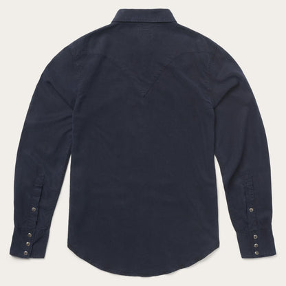 Men Modern Cut Stetson Navy Twill Shirt Blue