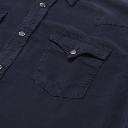 Men Modern Cut Stetson Navy Twill Shirt Blue