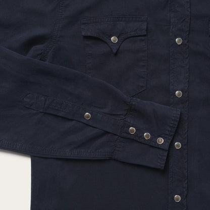 Men Modern Cut Stetson Navy Twill Shirt Blue