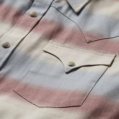 Men Modern Cut Stetson Ombre Stripe Twill Shirt Wine