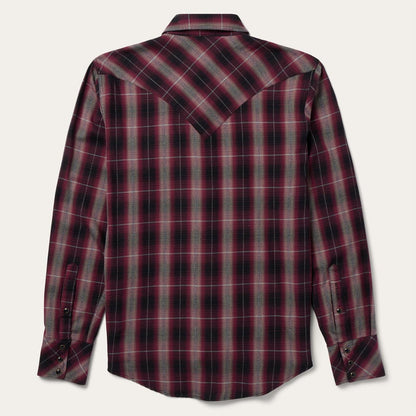Men Modern Cut Stetson Red Marl Plaid Western Shirt Red