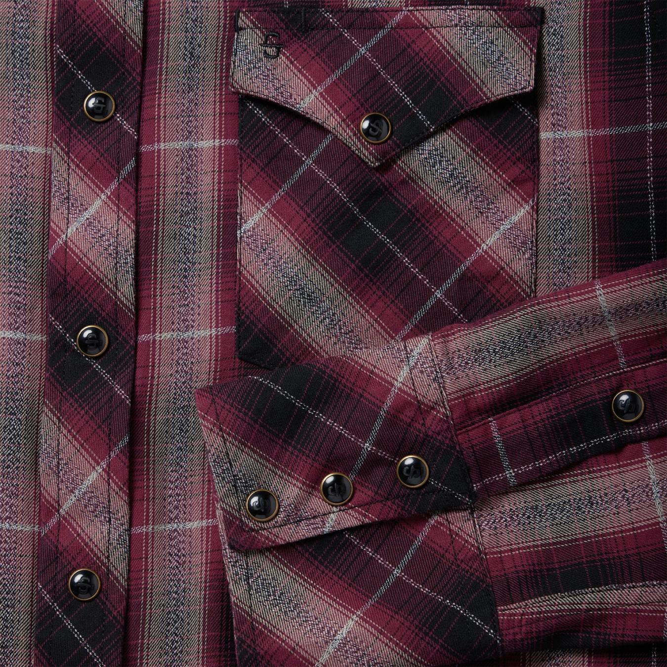 Men Modern Cut Stetson Red Marl Plaid Western Shirt Red