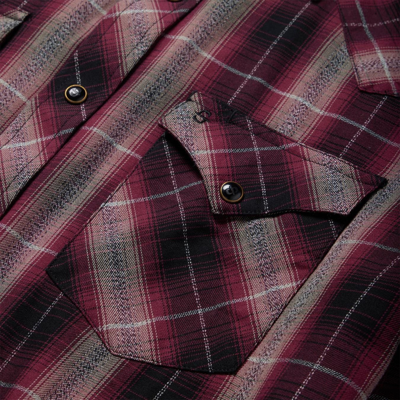 Men Modern Cut Stetson Red Marl Plaid Western Shirt Red