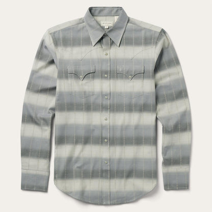 Men Modern Cut Stetson Serape Dobby Twill Western Shirt Brown