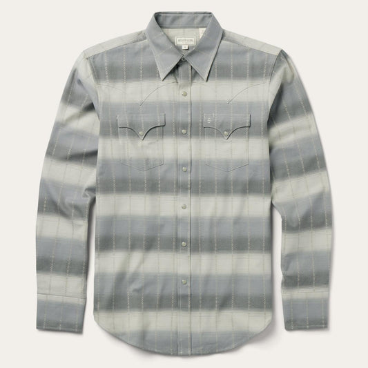 Men Modern Cut Stetson Serape Dobby Twill Western Shirt Brown