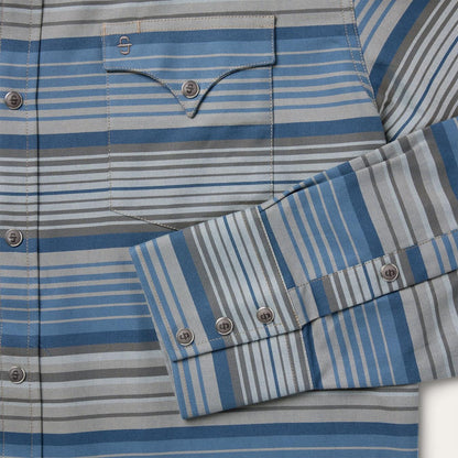 Men Modern Cut Stetson Serape Stripe Western Shirt Blue