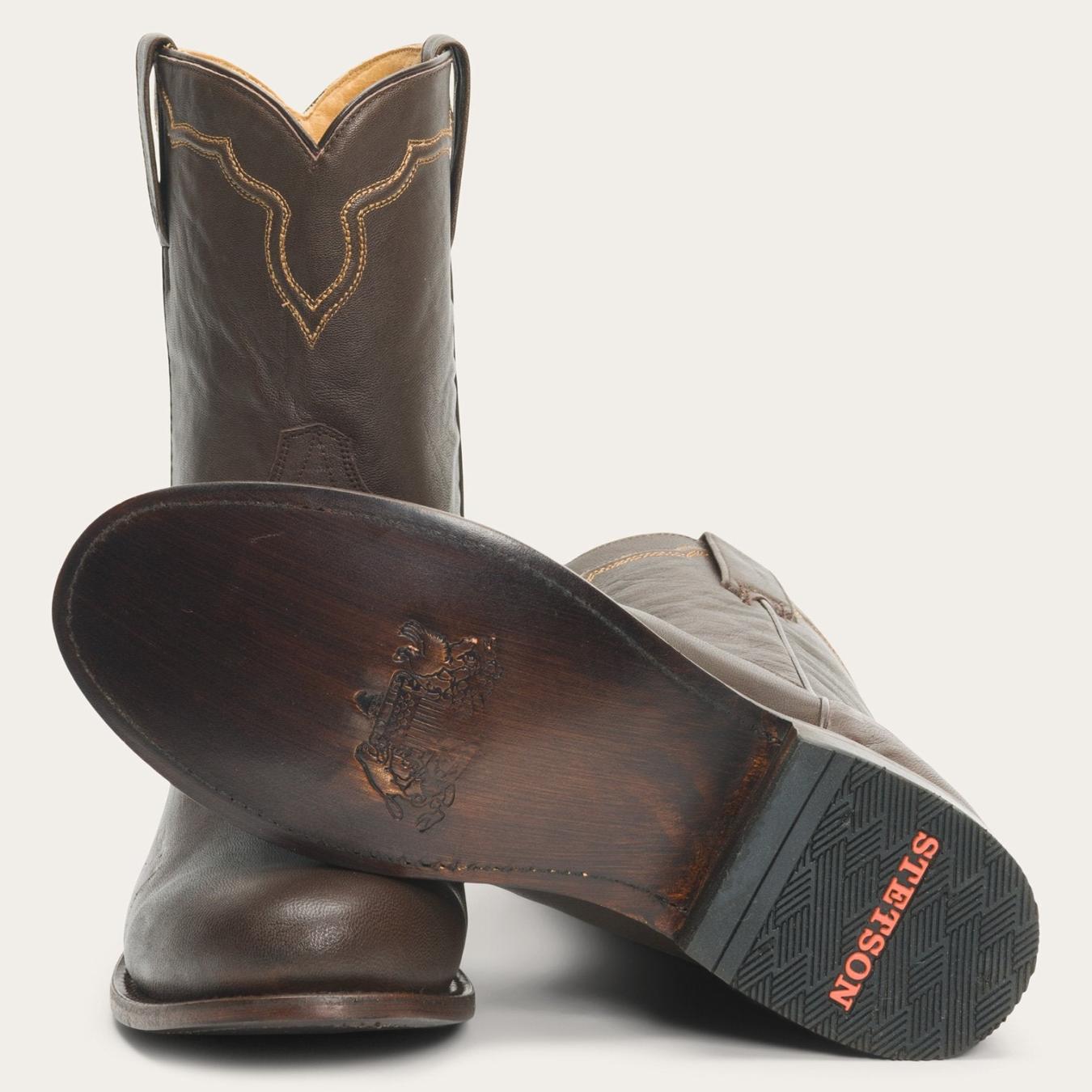 Men Ropers Stetson Puncher Boots Brown