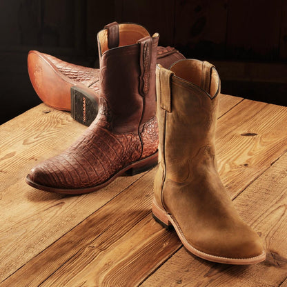 Men Ropers Stetson Puncher Boots Oily Brown