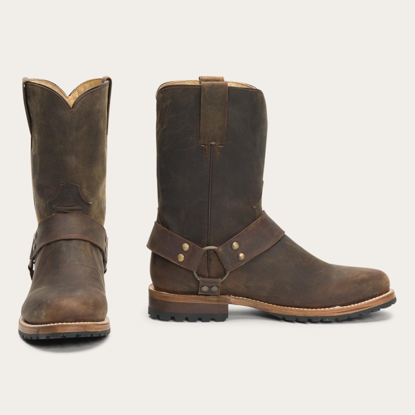 Men Ropers Stetson Puncher Harness Boot Brown