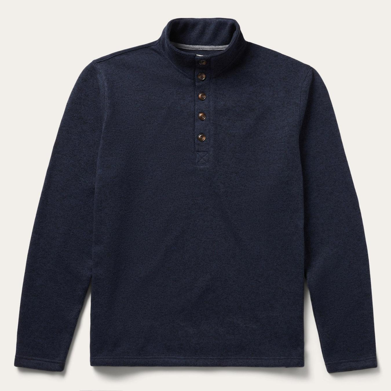 Men Sweaters & Hoodies Stetson Button-Front Blue Pullover Knit Sweater Blue