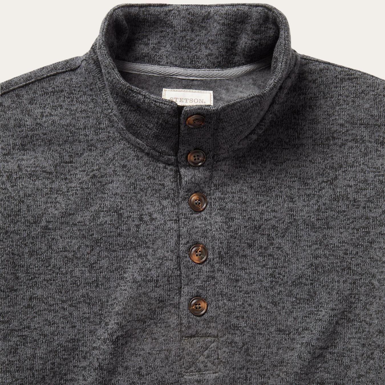 Men Sweaters & Hoodies Stetson Button-Front Grey Pullover Knit Sweater Grey
