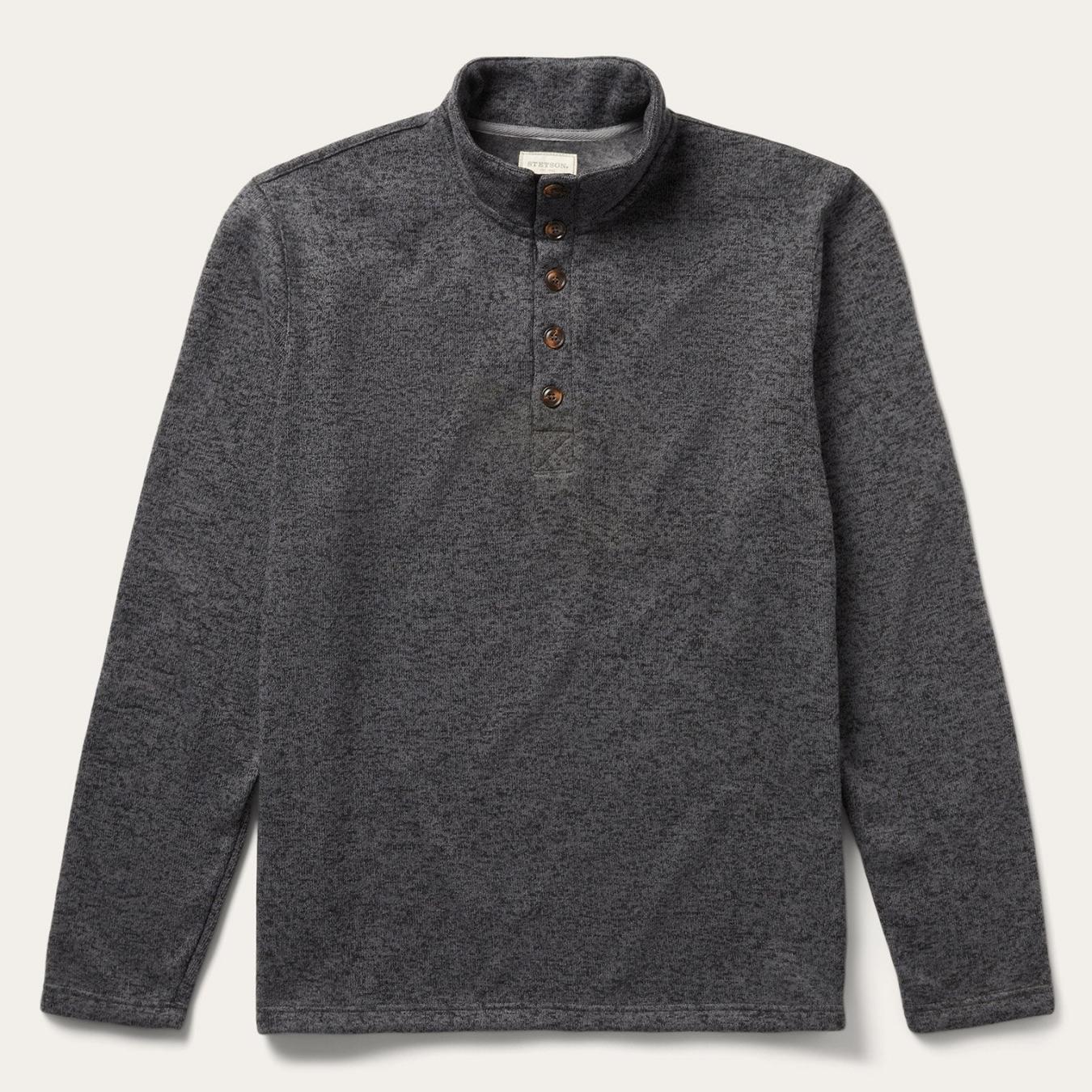 Men Sweaters & Hoodies Stetson Button-Front Grey Pullover Knit Sweater Grey
