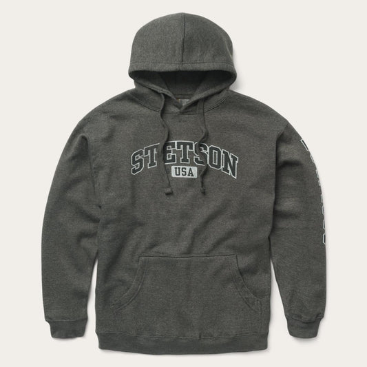 Men Sweaters & Hoodies Stetson Charcoal Heather Fleece Hooded Sweatshirt Grey