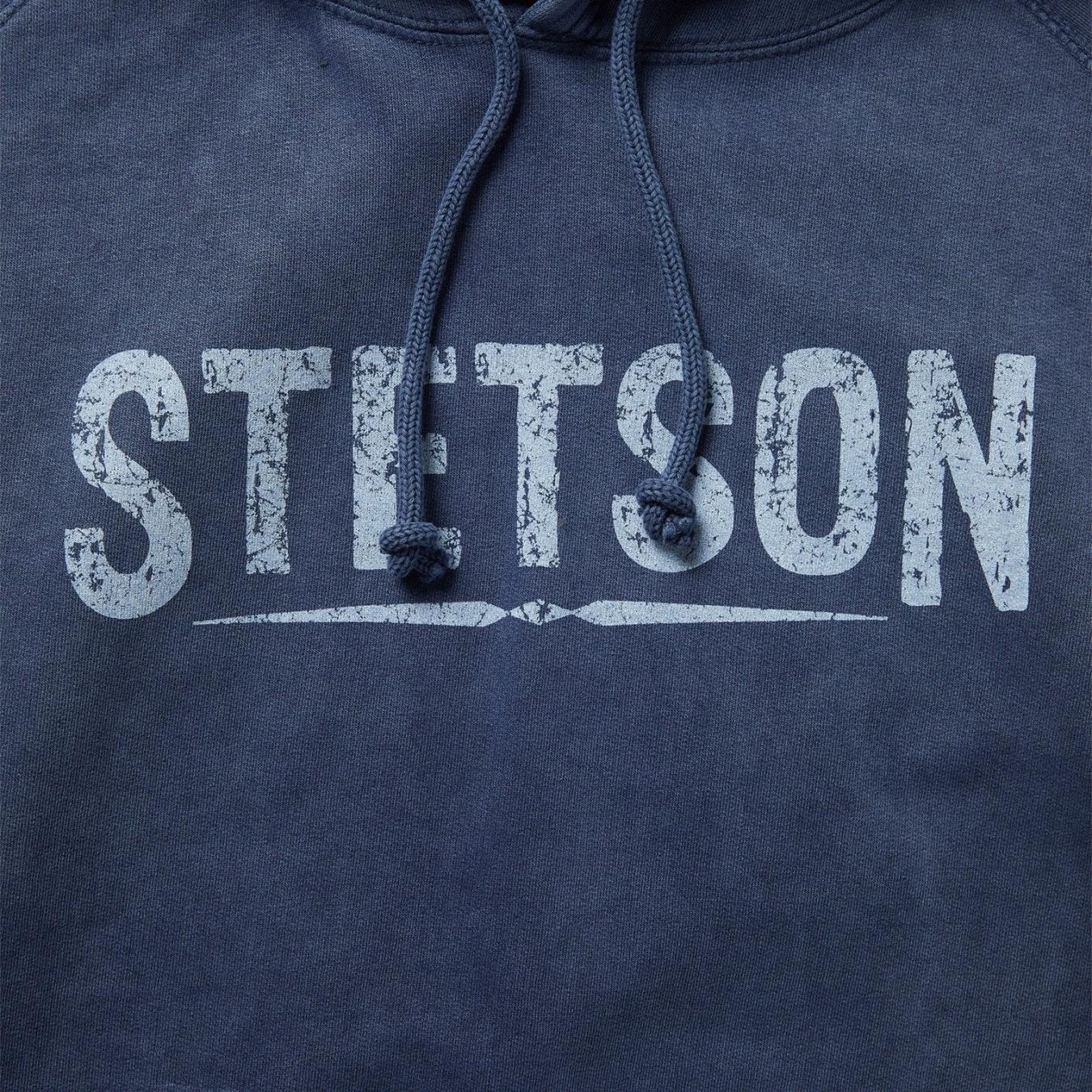 Men Sweaters & Hoodies Stetson Distressed Logo Hooded Sweatshirt Blue