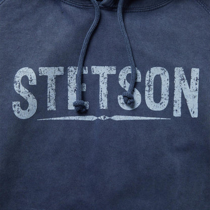 Men Sweaters & Hoodies Stetson Distressed Logo Hooded Sweatshirt Blue