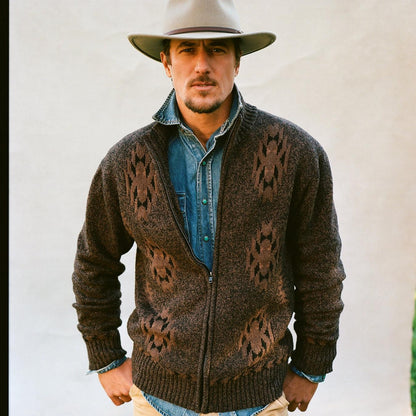 Men Sweaters & Hoodies Stetson Vertical Aztec Cardigan Brown