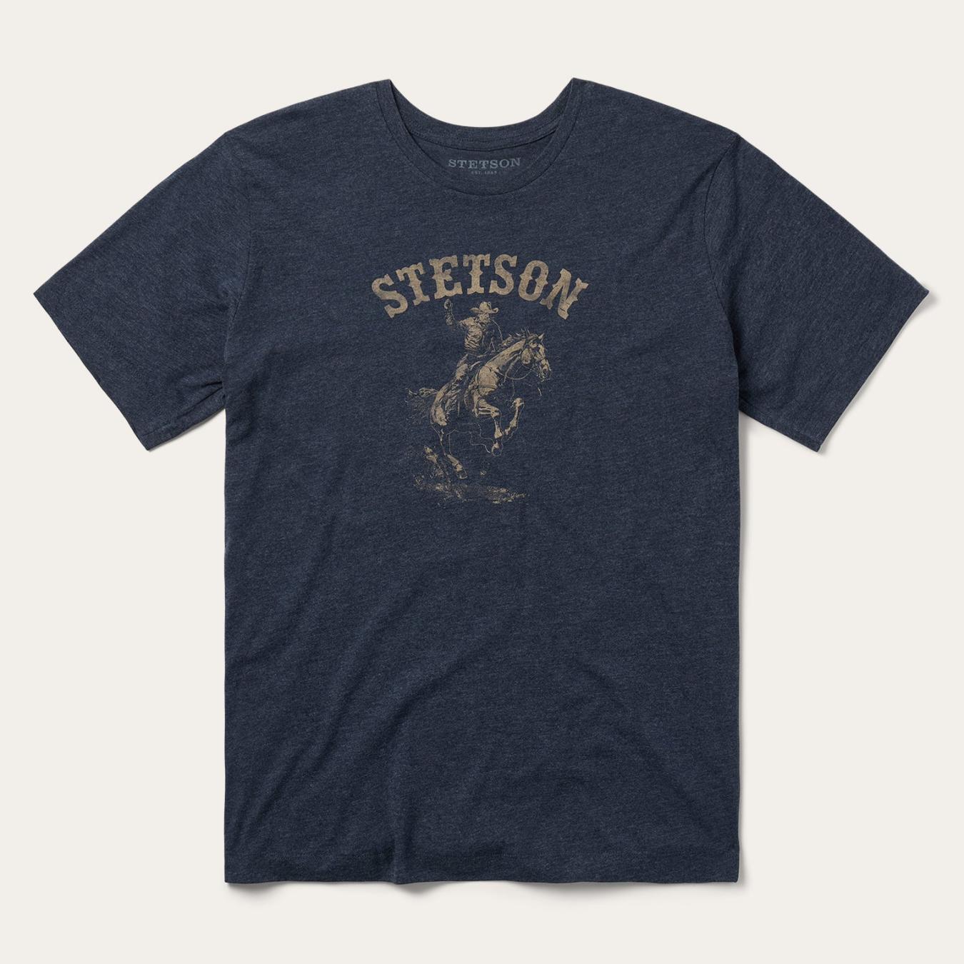Men Tees Stetson Bronco Rider Graphic Tee Blue