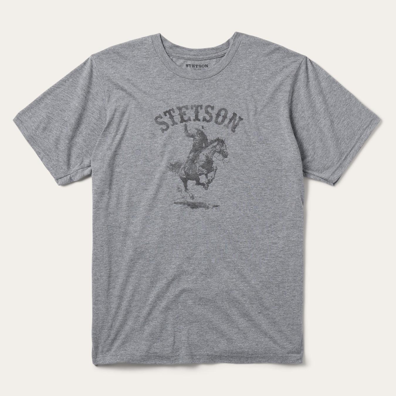 Men Tees Stetson Bronco Rider Graphic Tee Grey