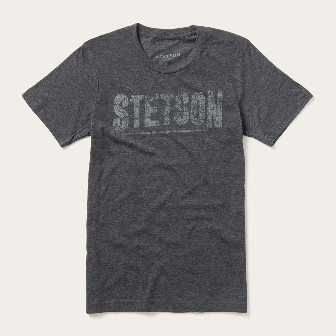 Men Tees Stetson Distressed Stetson Graphic Tee Grey