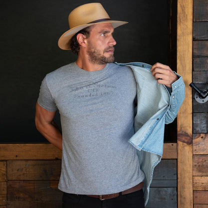 Men Tees Stetson John B. Stetson Co Graphic Tee Grey