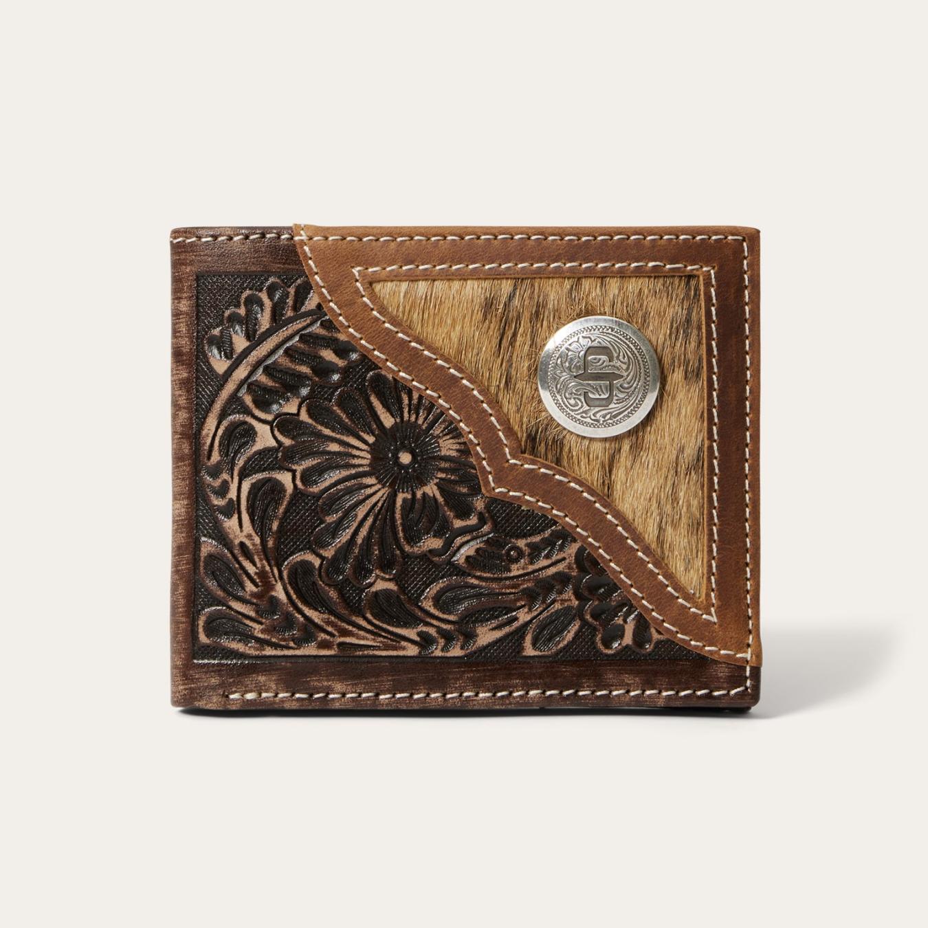 Men Wallets Stetson Hair-On-Hide Concho Bi-Fold Wallet Vintage Brown