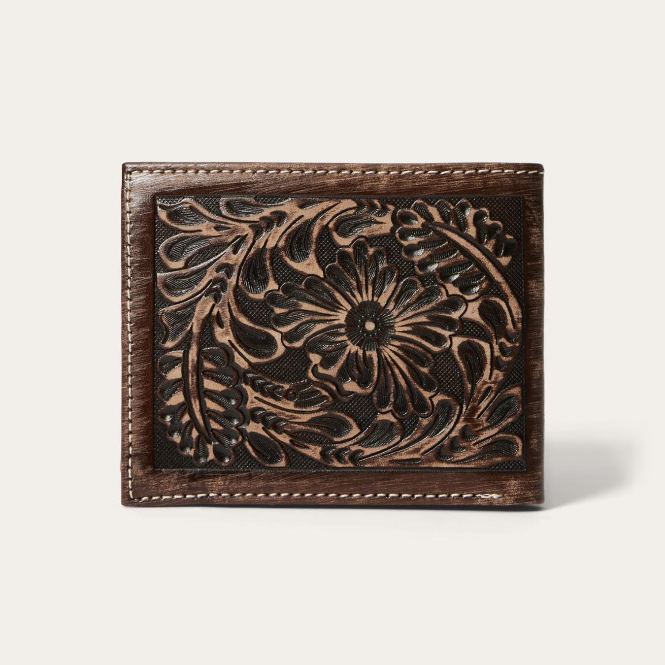 Men Wallets Stetson Hair-On-Hide Concho Bi-Fold Wallet Vintage Brown