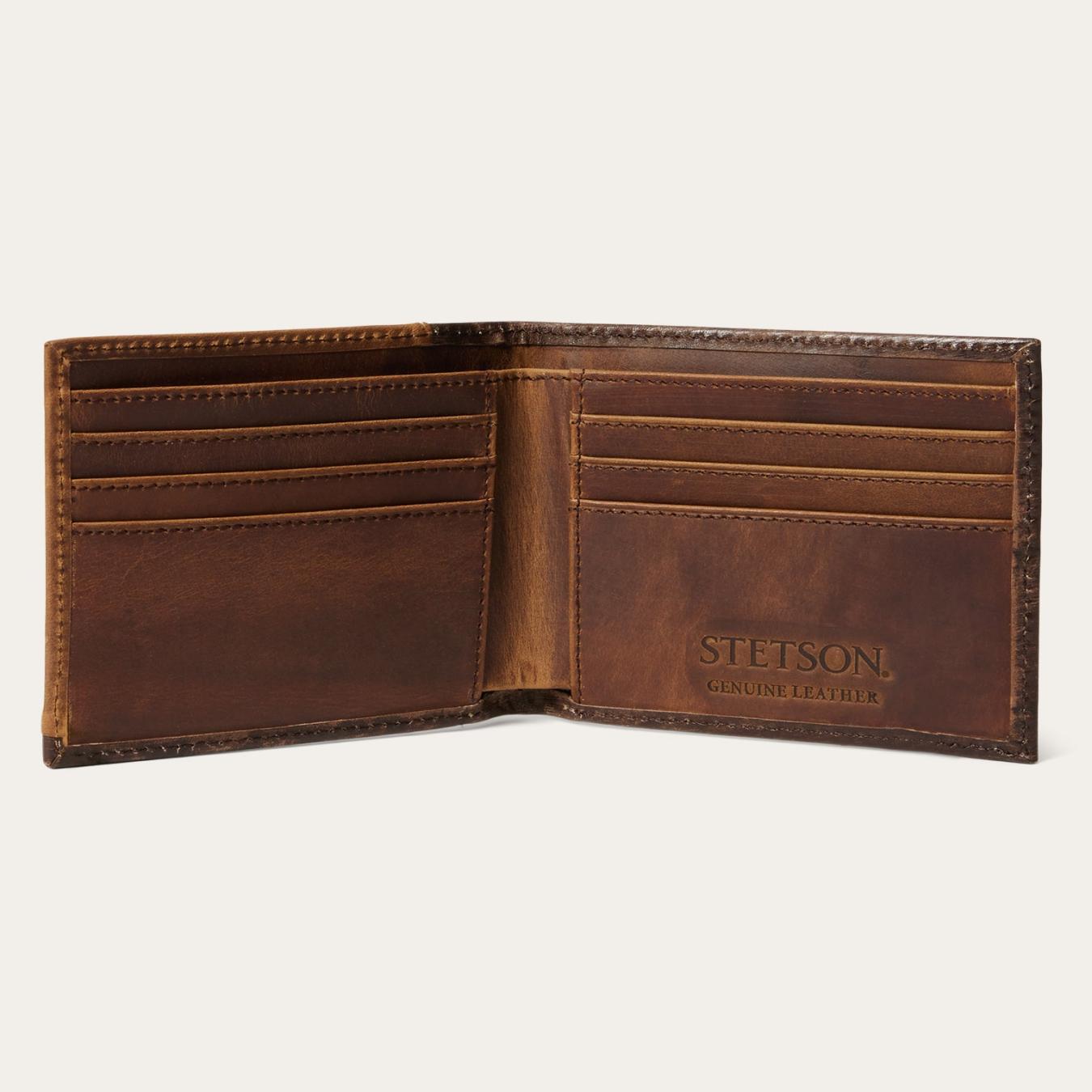 Men Wallets Stetson Hair-On-Hide Concho Bi-Fold Wallet Vintage Brown