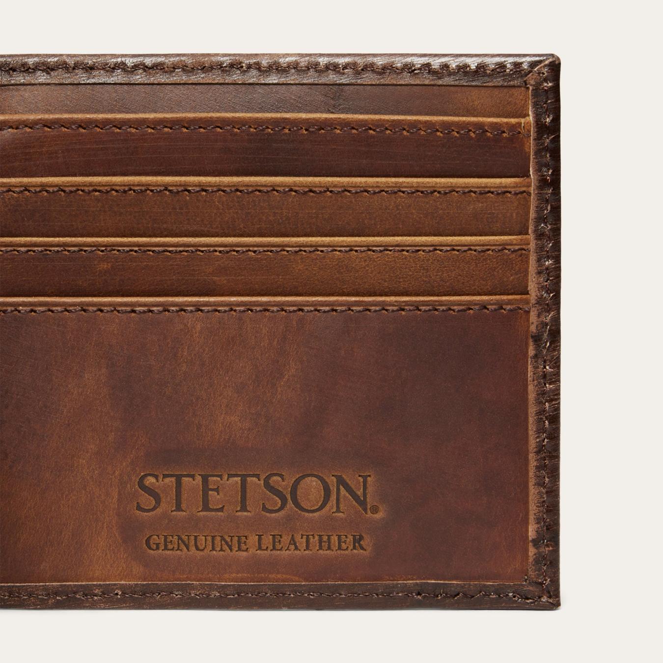Men Wallets Stetson Hair-On-Hide Concho Bi-Fold Wallet Vintage Brown